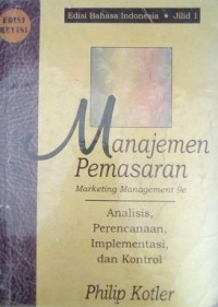 Image of Manajemen Pemasaran Jilid 1 = Marketing Manajement